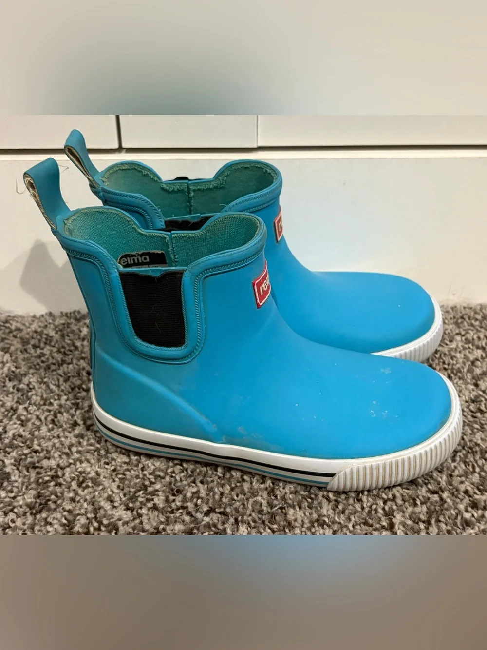 Reina Waterproof Slip OnAnkle Rain Booties Kids Blue Size 10c